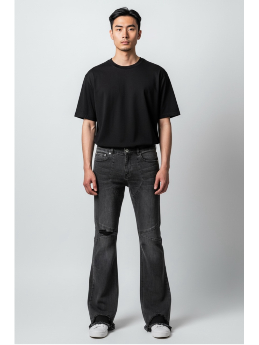 Men's Serenede Slim Jeans Waist 34 Black Stacked Distressed